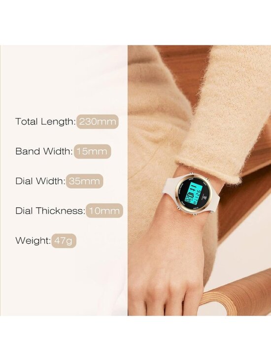 Womens Off White Quartz Chronograph Waterproof Outdoor Sport Alarm Digital Watch main image 5